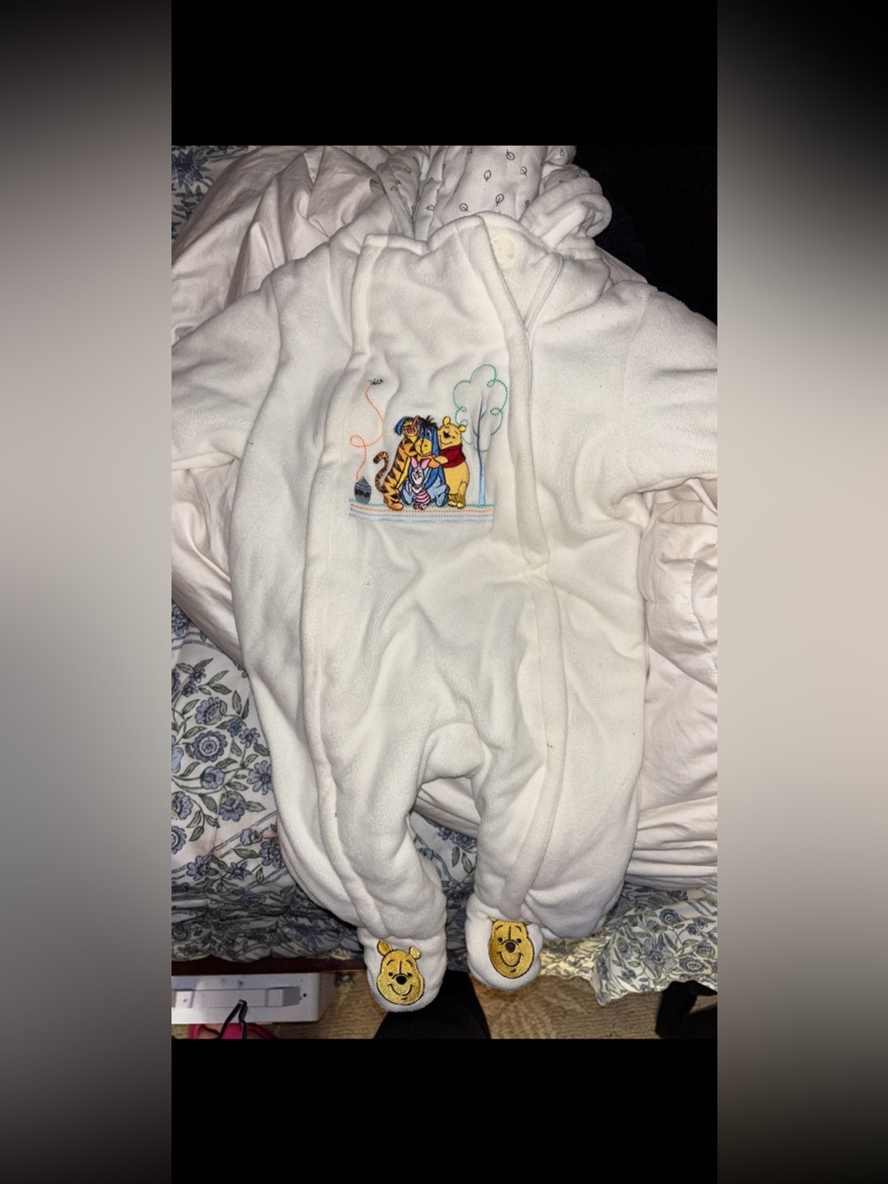 Winnie the Pooh Baby Winter Suit Sz 3-6 Month White Fleece